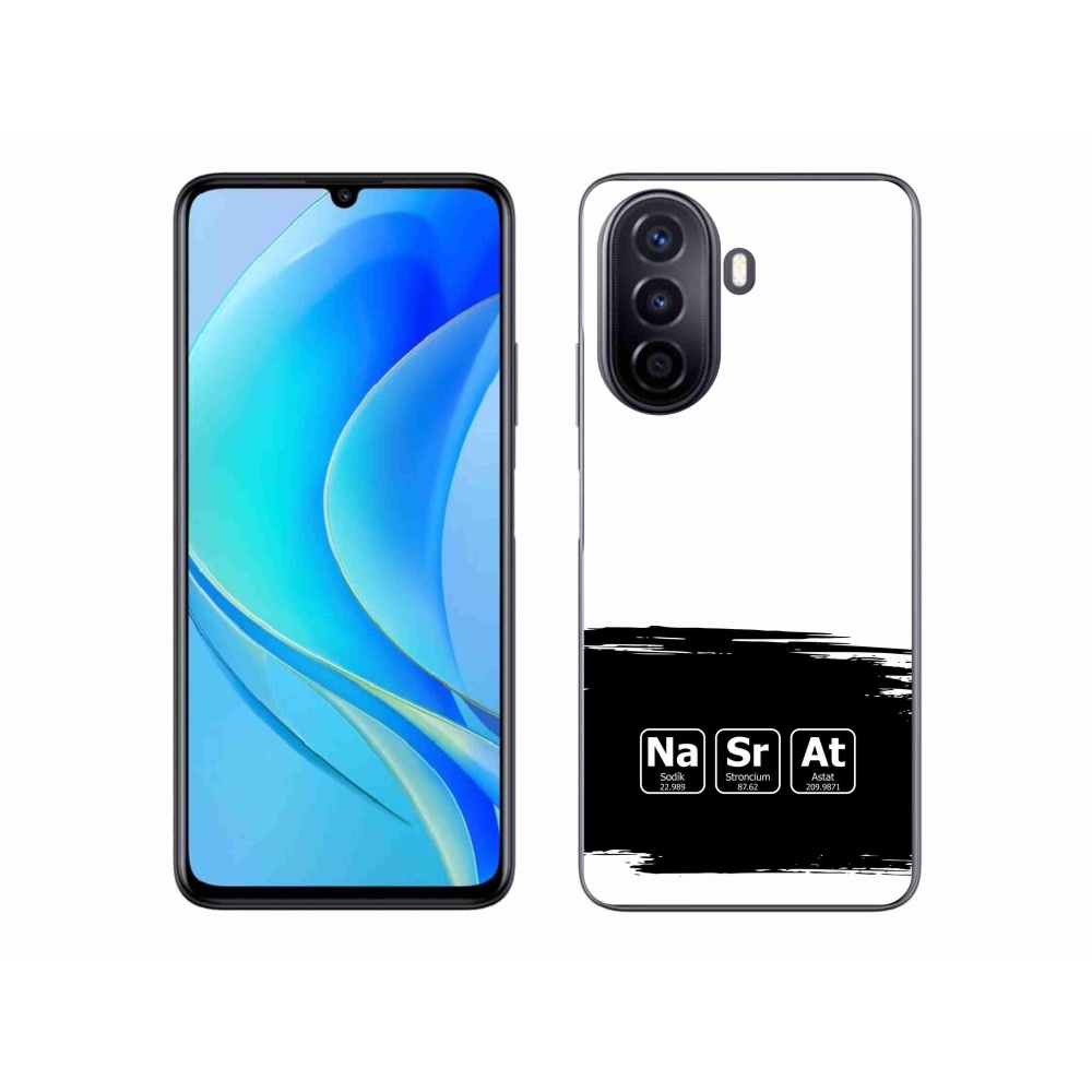 Gelový kryt mmCase na Huawei Nova Y70 - chemické prvky černobílé pozadí