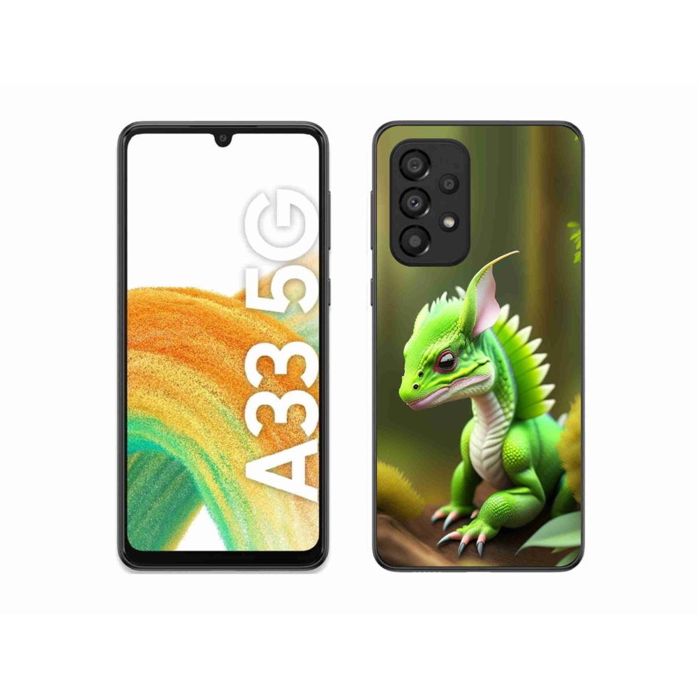 Gelový kryt mmCase na Samsung Galaxy A33 5G - zelený dráček