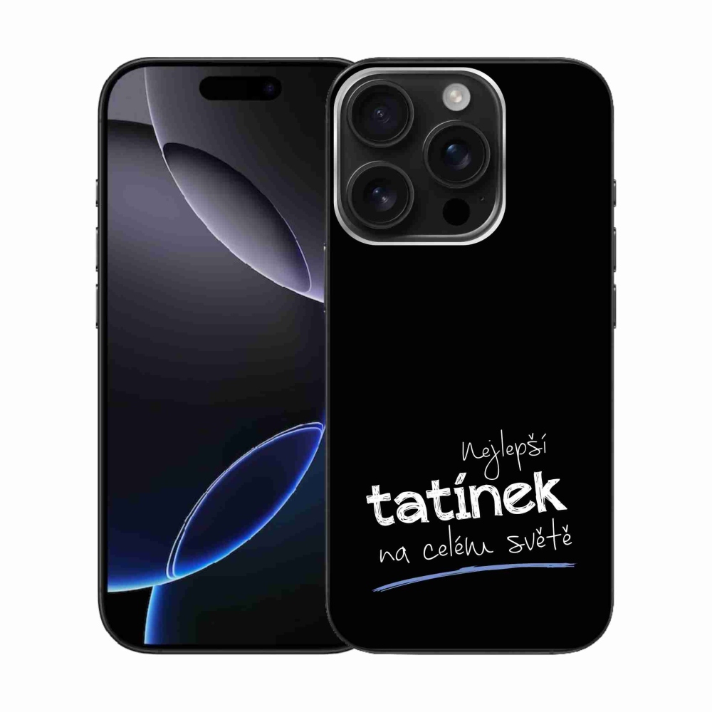 Gelový kryt mmCase na iPhone 16 Pro - nejlepší tatínek 4 černé pozadí