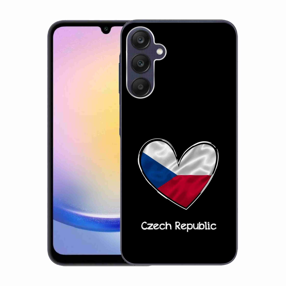 Gelový kryt mmCase na Samsung Galaxy A25 5G - vlajka srdce černé pozadí