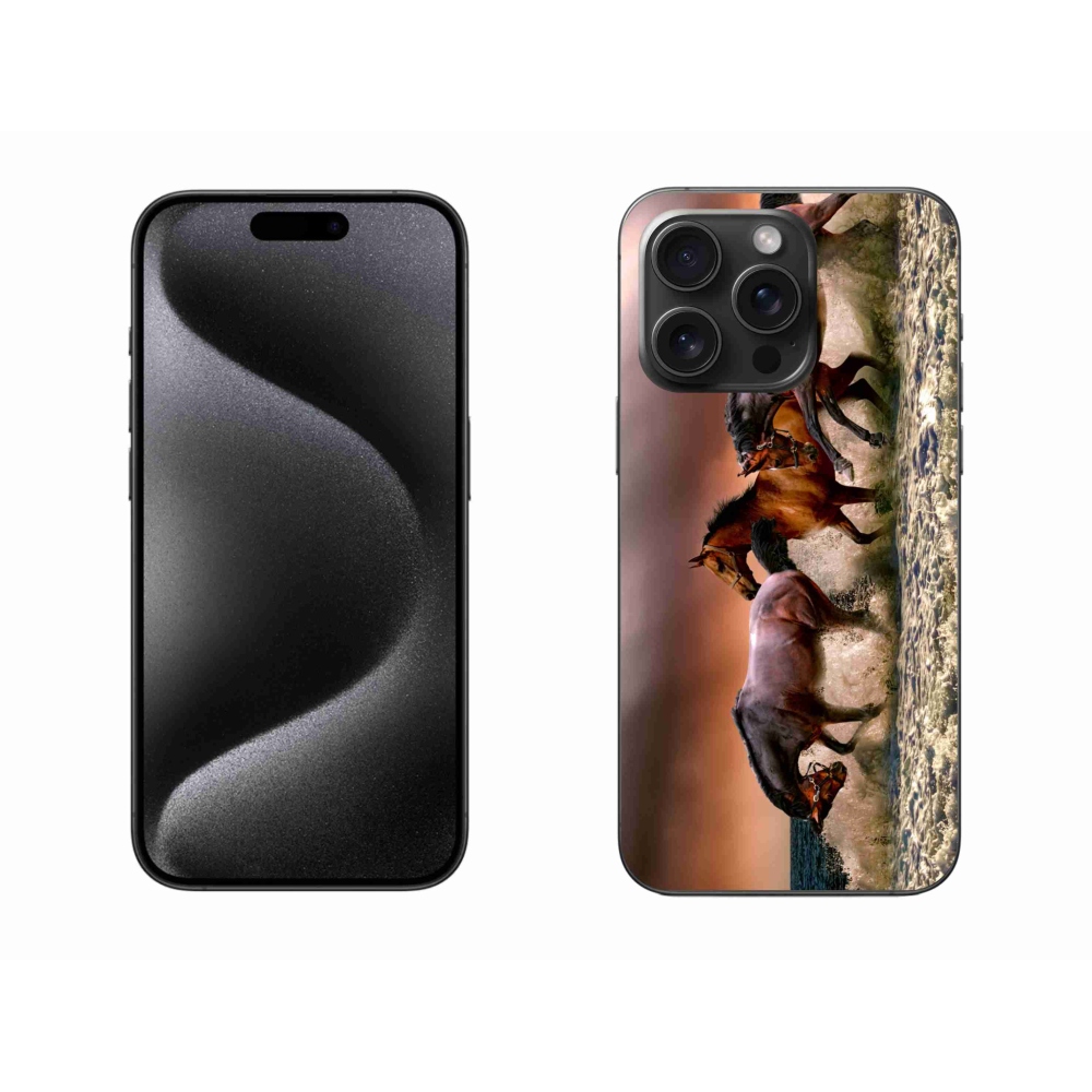 Gelový obal mmCase na iPhone 15 Pro Max - koně 1
