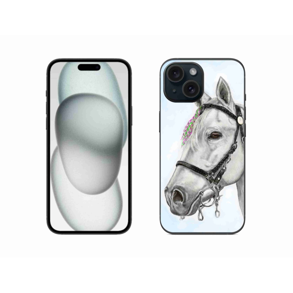 Gelový kryt mmCase na iPhone 15 - bílý kůň 1