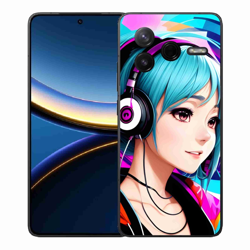 Gelový kryt mmCase na Xiaomi Poco F7 Pro - dívka se sluchátky