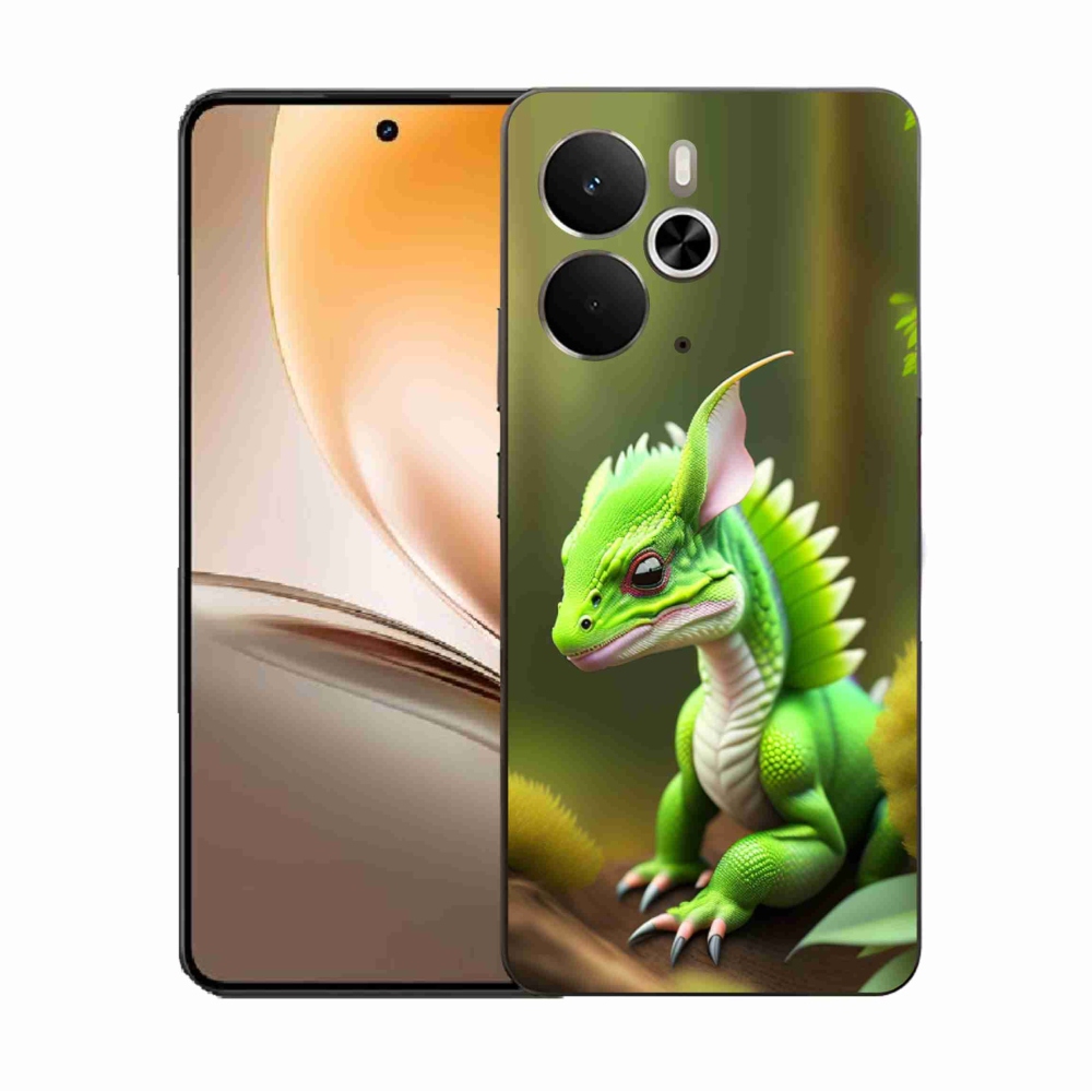 Gelový kryt mmCase na Realme 14 5G - zelený dráček