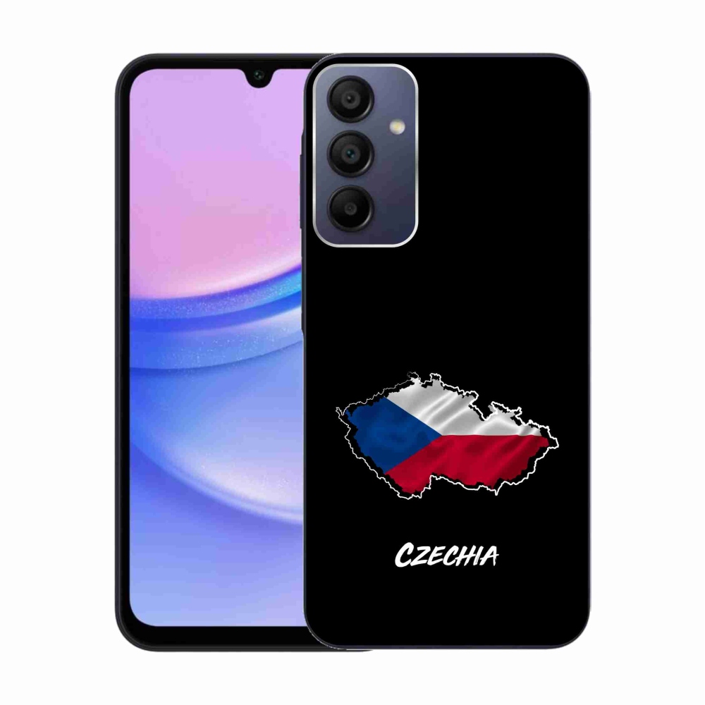 Gelový kryt mmCase na Samsung Galaxy A15 4G/5G - Czechia černé pozadí