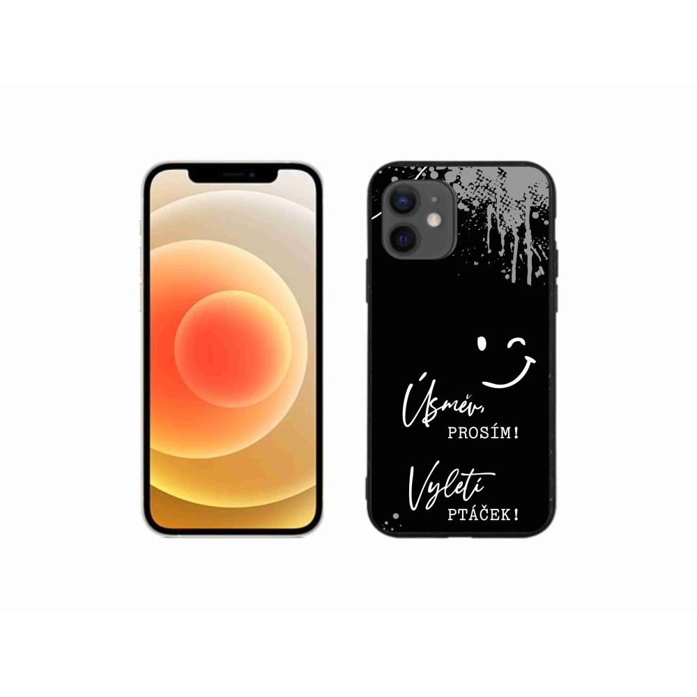Gelový kryt mmCase na iPhone 12 mini - vtipný text 4 černé pozadí