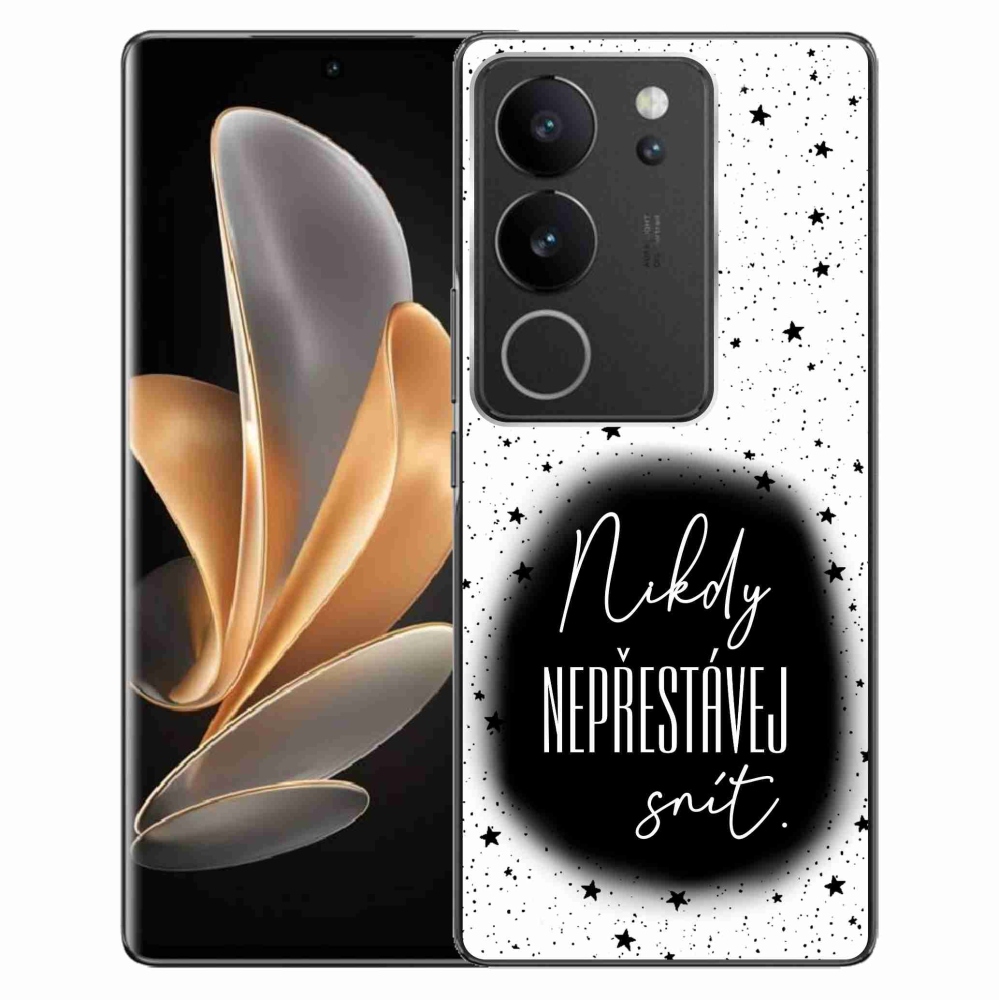 Gelový kryt mmCase na Vivo V29 5G - citát 1 černobílé pozadí