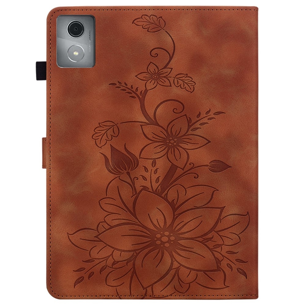 Flowers zavírací pouzdro na Lenovo Tab K11 Plus - hnědé