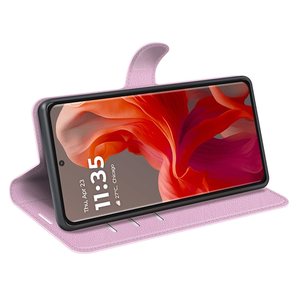Litchi knížkové pouzdro na Motorola Moto G85 5G - růžové