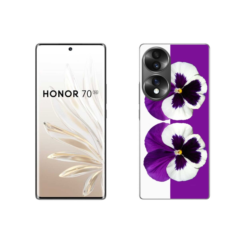 Gelový kryt mmCase na Honor 70 - fialovobílý květ