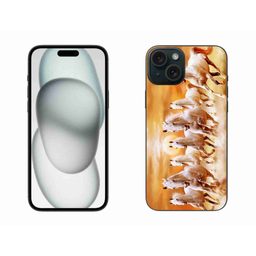 Gelový obal mmCase na iPhone 15 Plus - koně 2