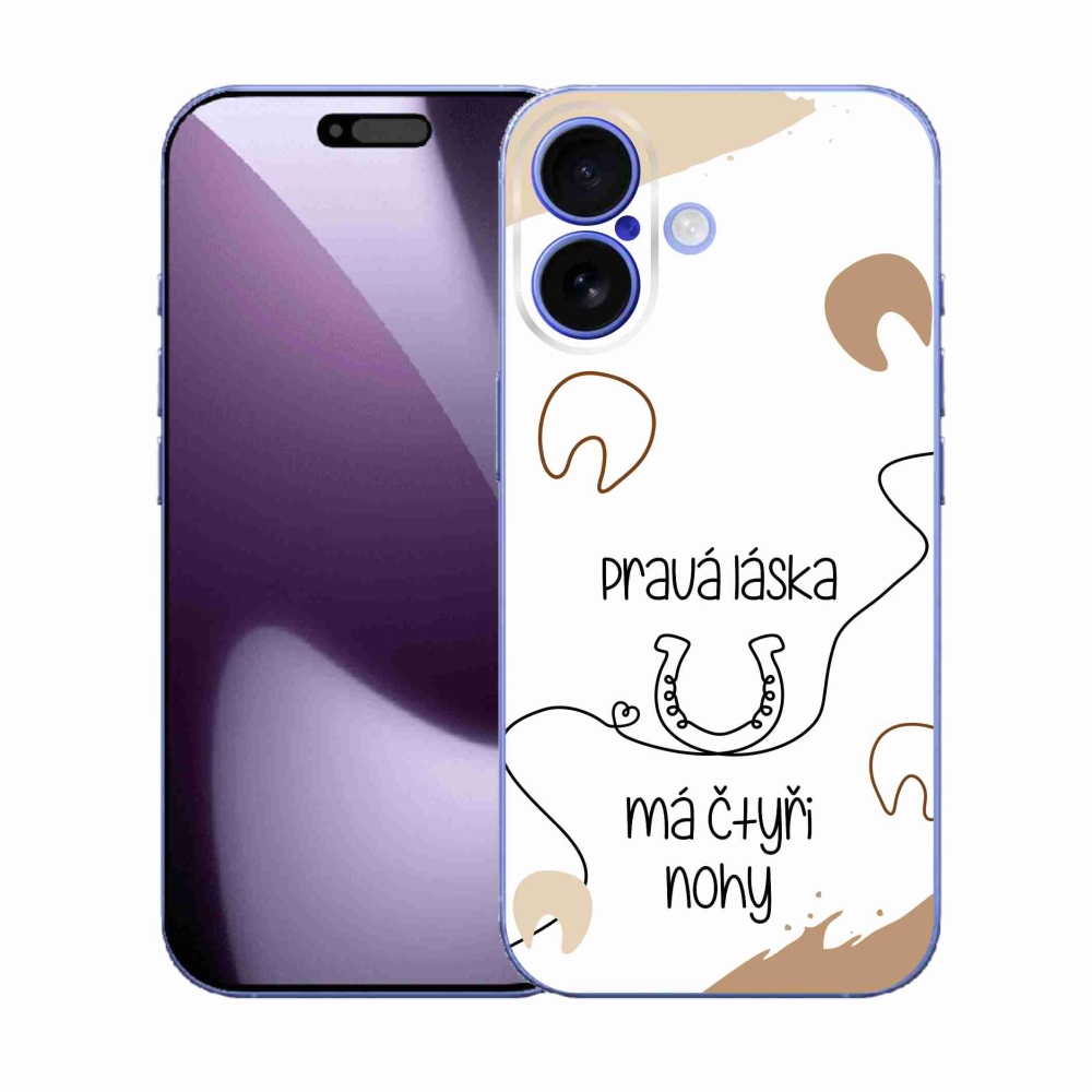 Gelový kryt mmCase na iPhone 17 - koňský motiv bílé pozadí
