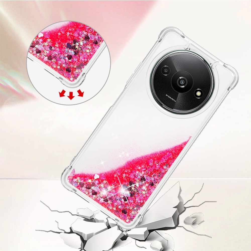 Glitter gelový přesýpací obal na Xiaomi Redmi A3 - růžový/srdíčka