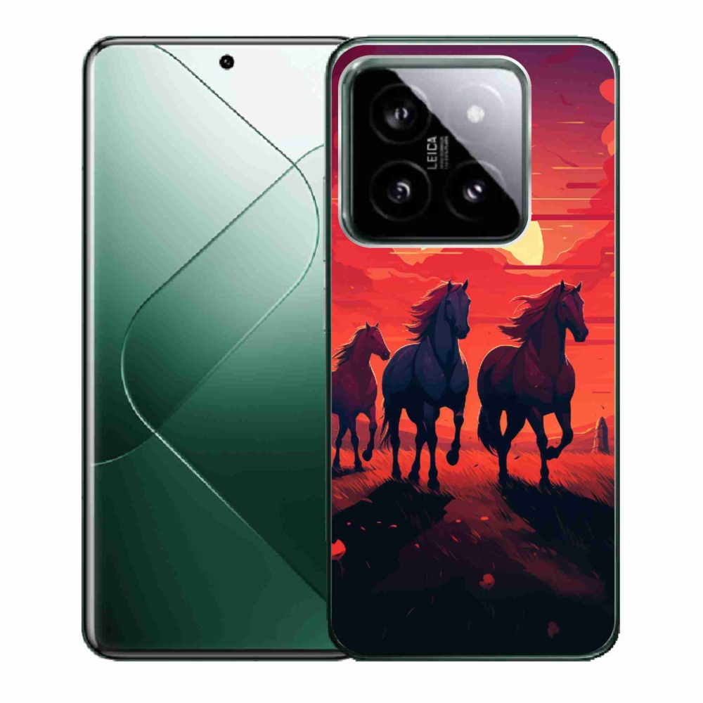 Gelový kryt mmCase na Xiaomi 14 - koně a západ slunce