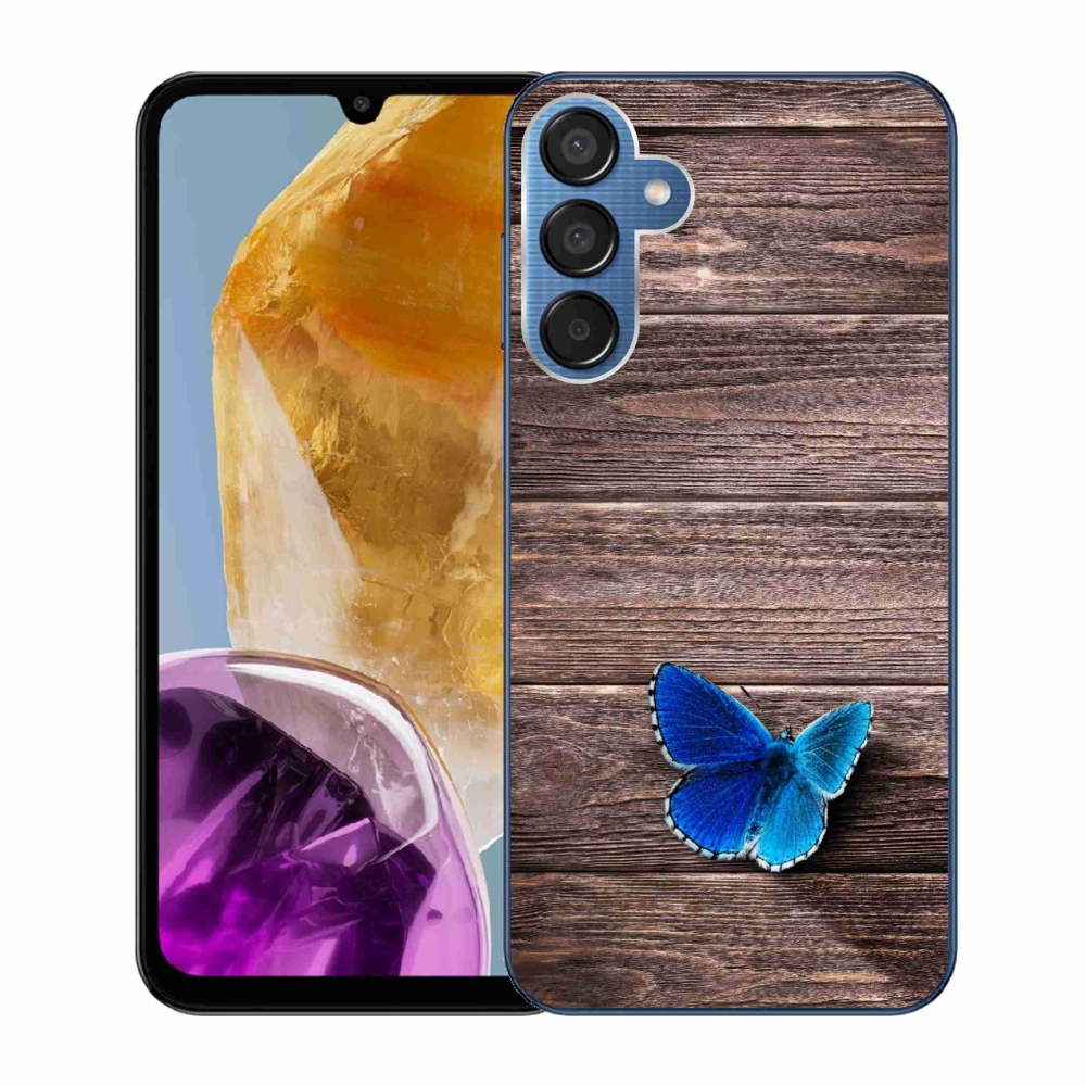 Gelový kryt mmCase na Samsung Galaxy M15 5G - modrý motýl 1