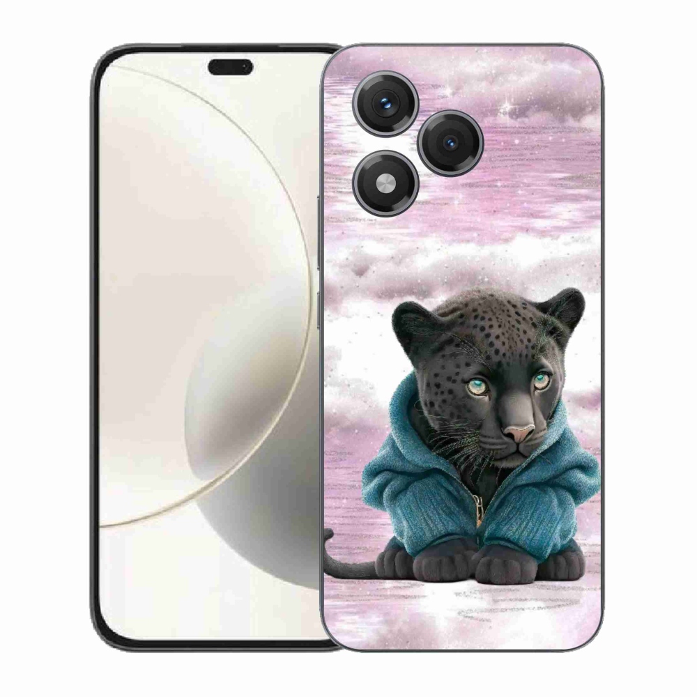 Gelový kryt mmCase na Honor 400 Lite - černý panter ve svetru