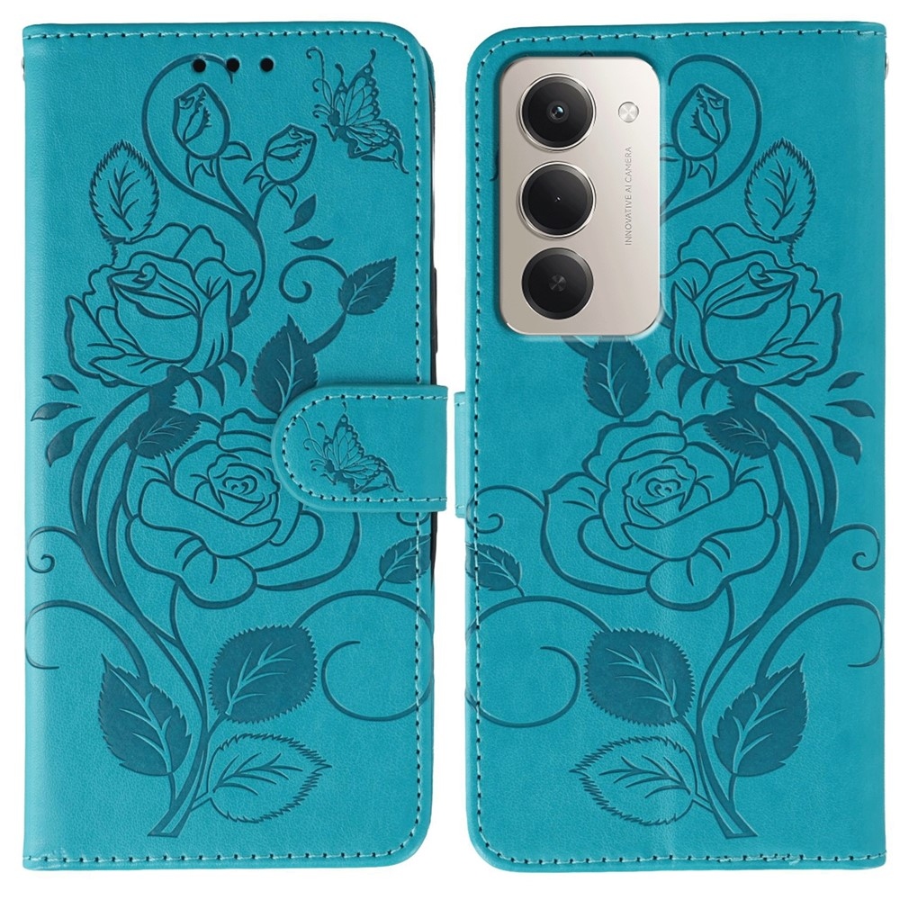 Roses knížkové pouzdro na Xiaomi Redmi 15 5G - modré
