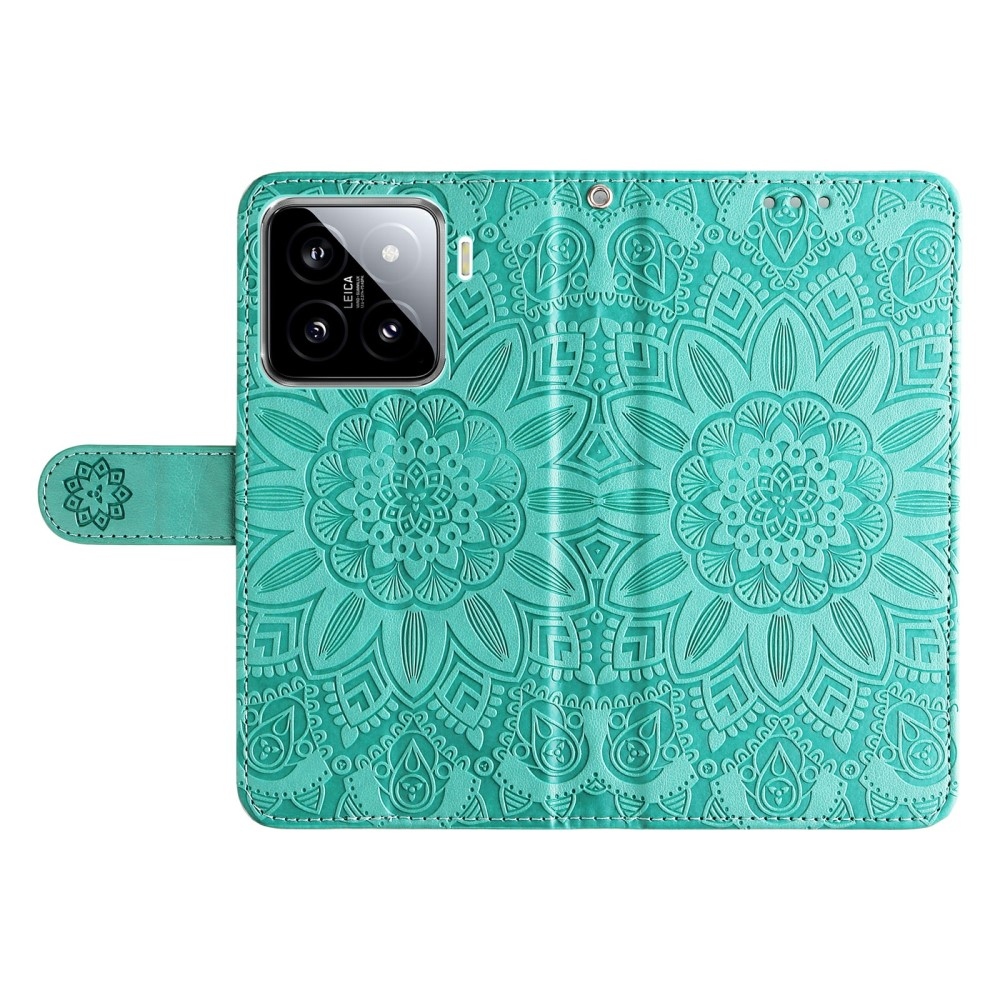 Sunflower knížkové pouzdro na Xiaomi 15 - modrozelené