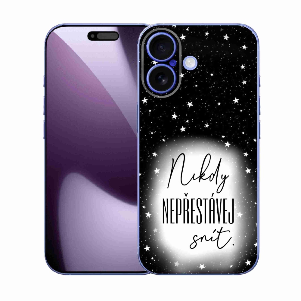 Gelový kryt mmCase na iPhone 17 - citát 1 bíločerné pozadí