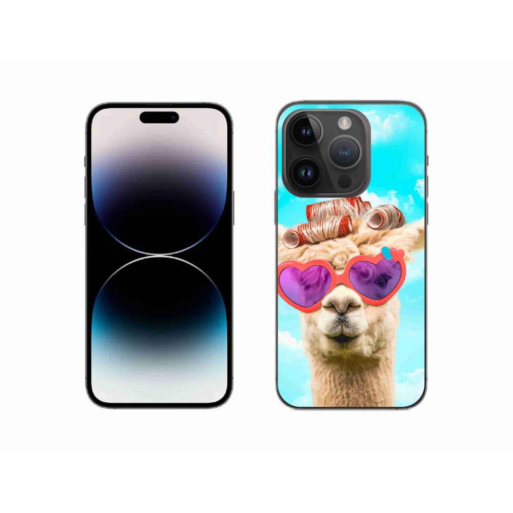Gelový kryt mmCase na iPhone 14 Pro - lama s brýlemi