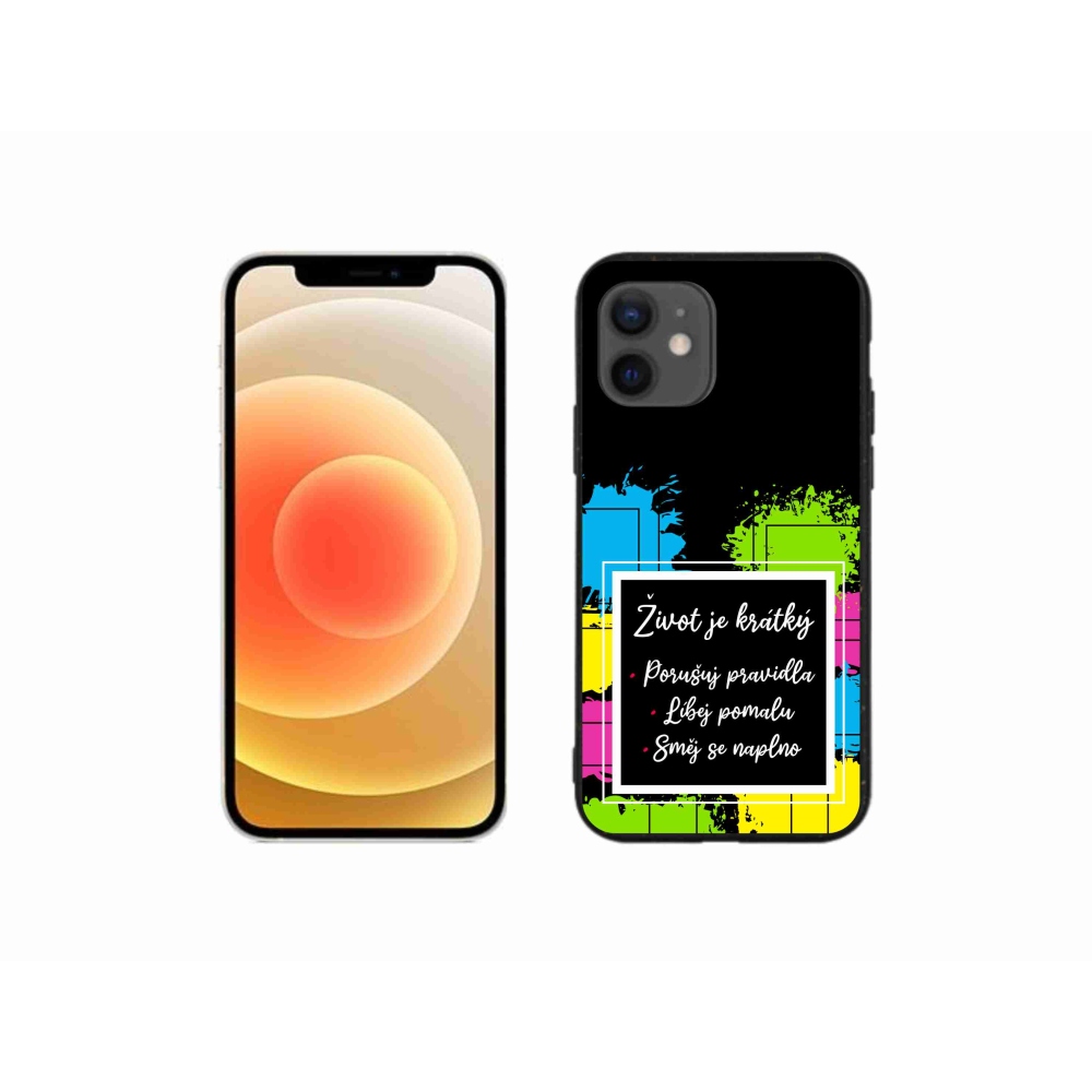 Gelový kryt mmCase na iPhone 12 mini - citát 5 černé pozadí