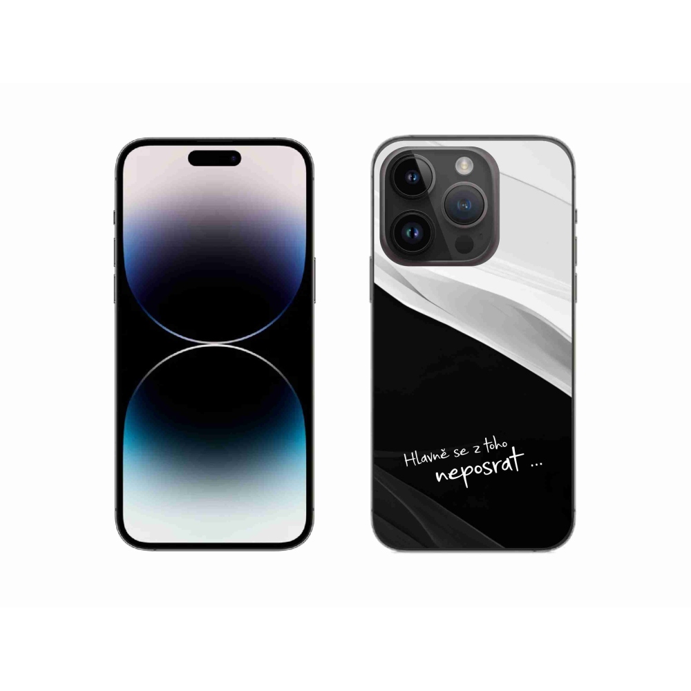 Gelový kryt mmCase na iPhone 14 Pro 6.1 - vtipný text 13 černobílé pozadí