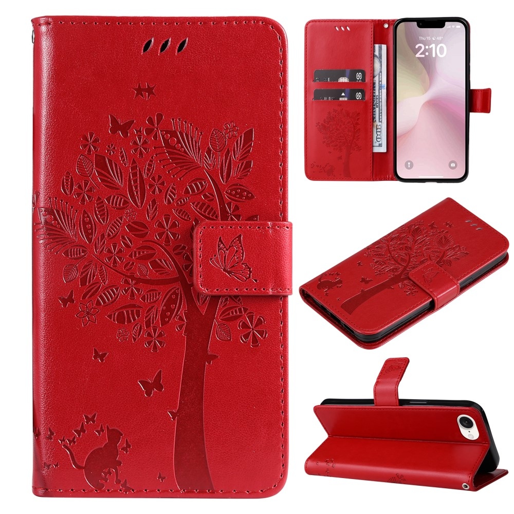 Trees knížkové pouzdro na iPhone 16e - červené