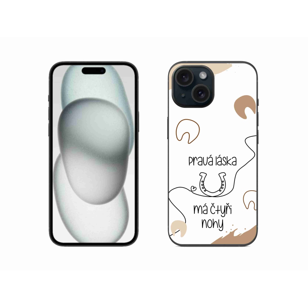 Gelový kryt mmCase na iPhone 15 - koňský motiv bílé pozadí