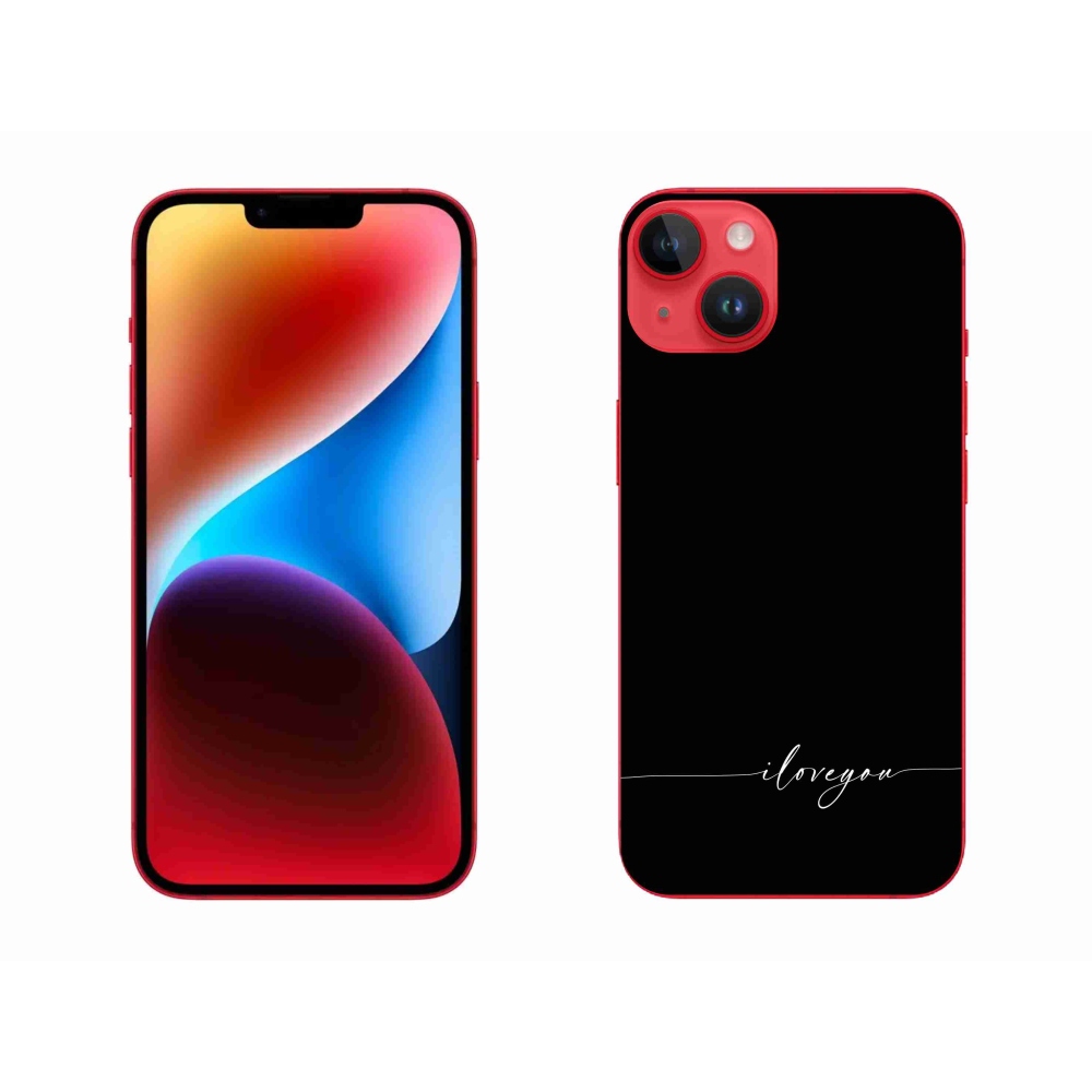 Gelový kryt mmCase na iPhone 14 Plus - I love you černé pozadí