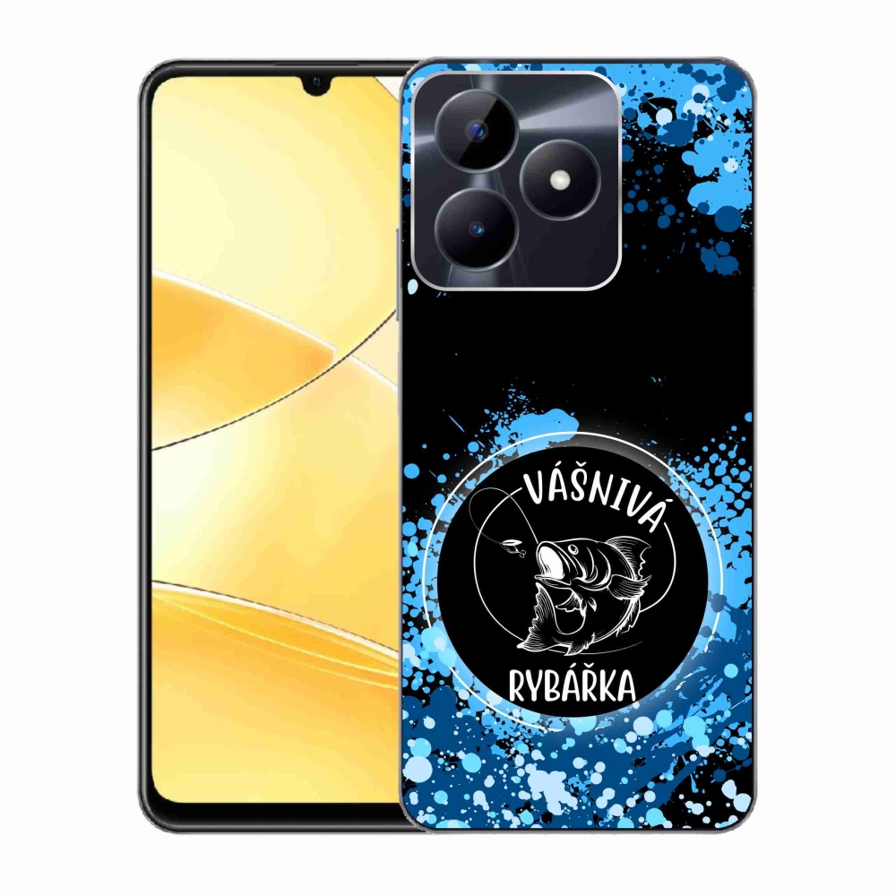 Gelový kryt mmCase na Realme C51/C53 - vášnivá rybářka černé pozadí