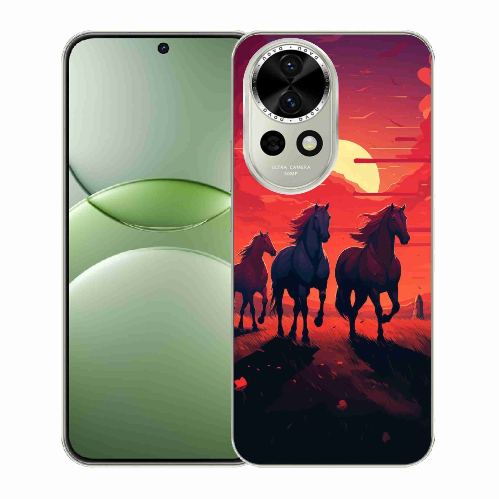 Gelový kryt mmCase na Huawei Nova 13 5G - koně a západ slunce