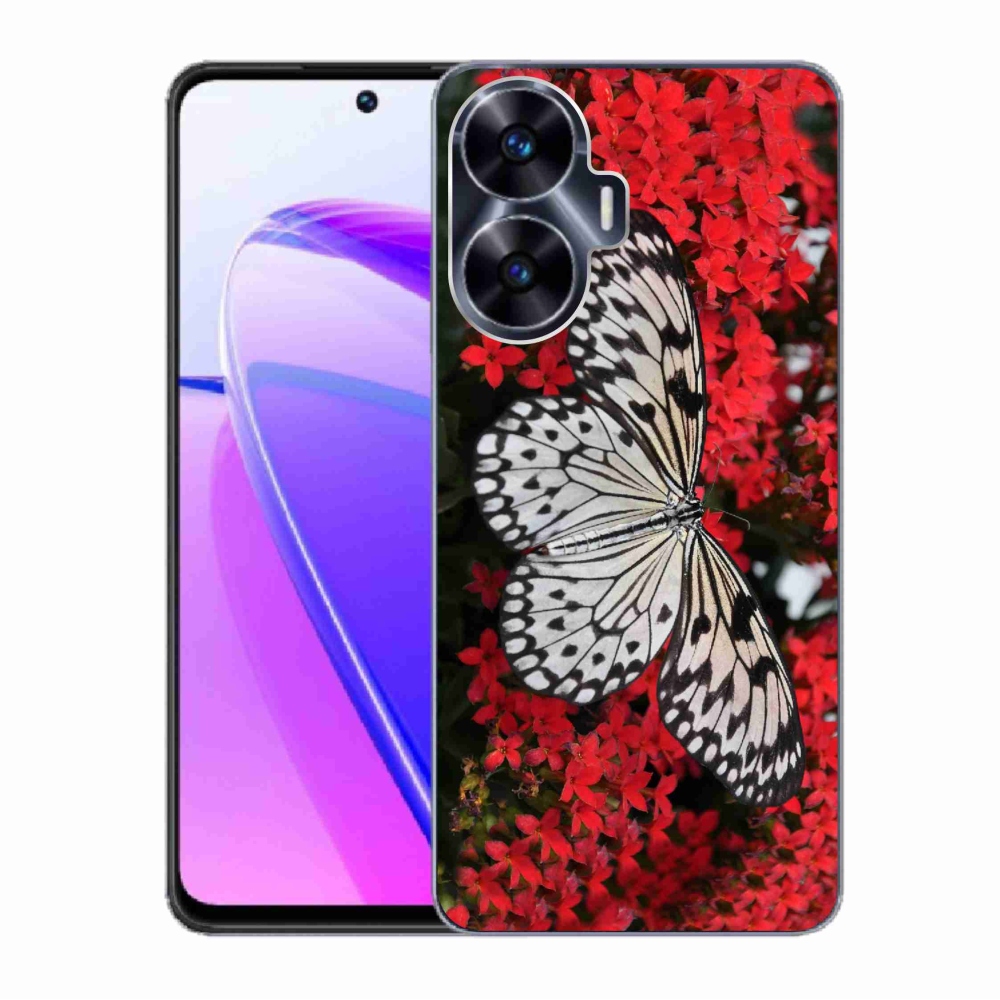 Gelový kryt mmCase na Realme C55 - černobílý motýl 1