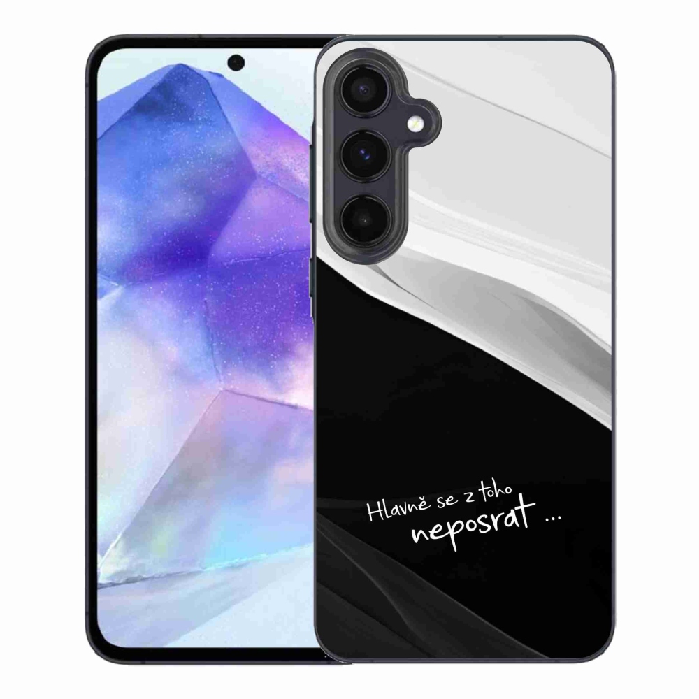 Gelový kryt mmCase na Samsung Galaxy A55 5G - vtipný text 13 černobílé pozadí