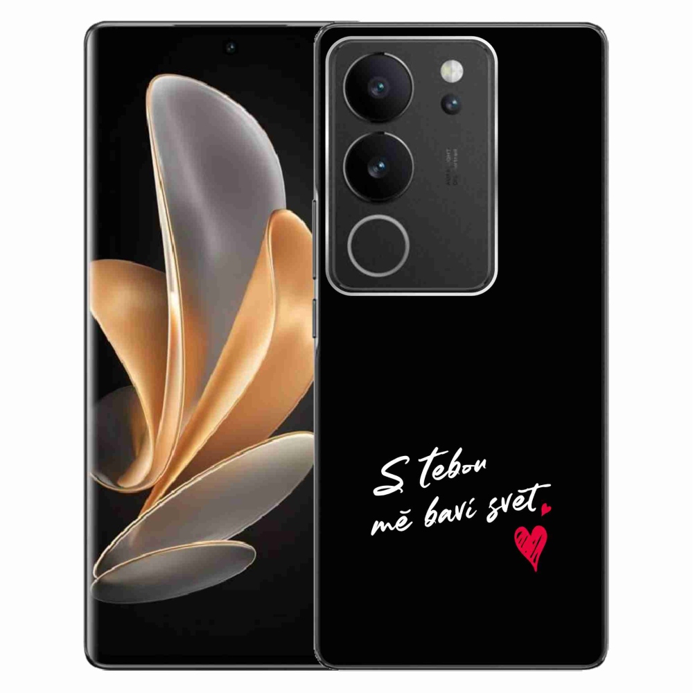 Gelový kryt mmCase na Vivo V29 5G - zamilovaný text 1 černé pozadí