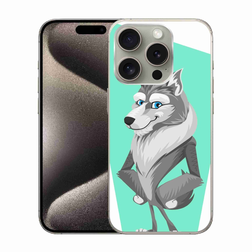 Gelový kryt mmCase na iPhone 15 Pro - kreslený vlk