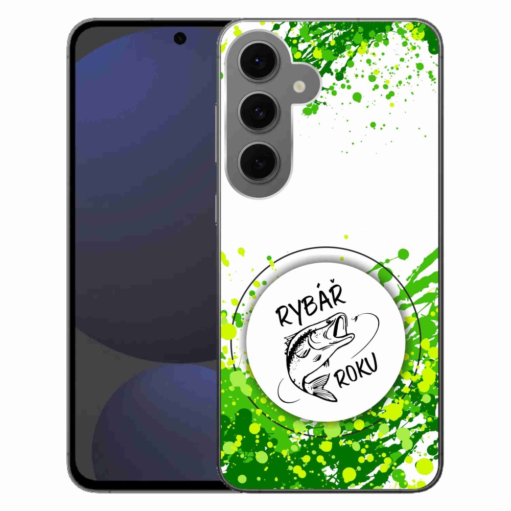Gelový kryt mmCase na Samsung Galaxy S24 FE - rybář roku bílé pozadí