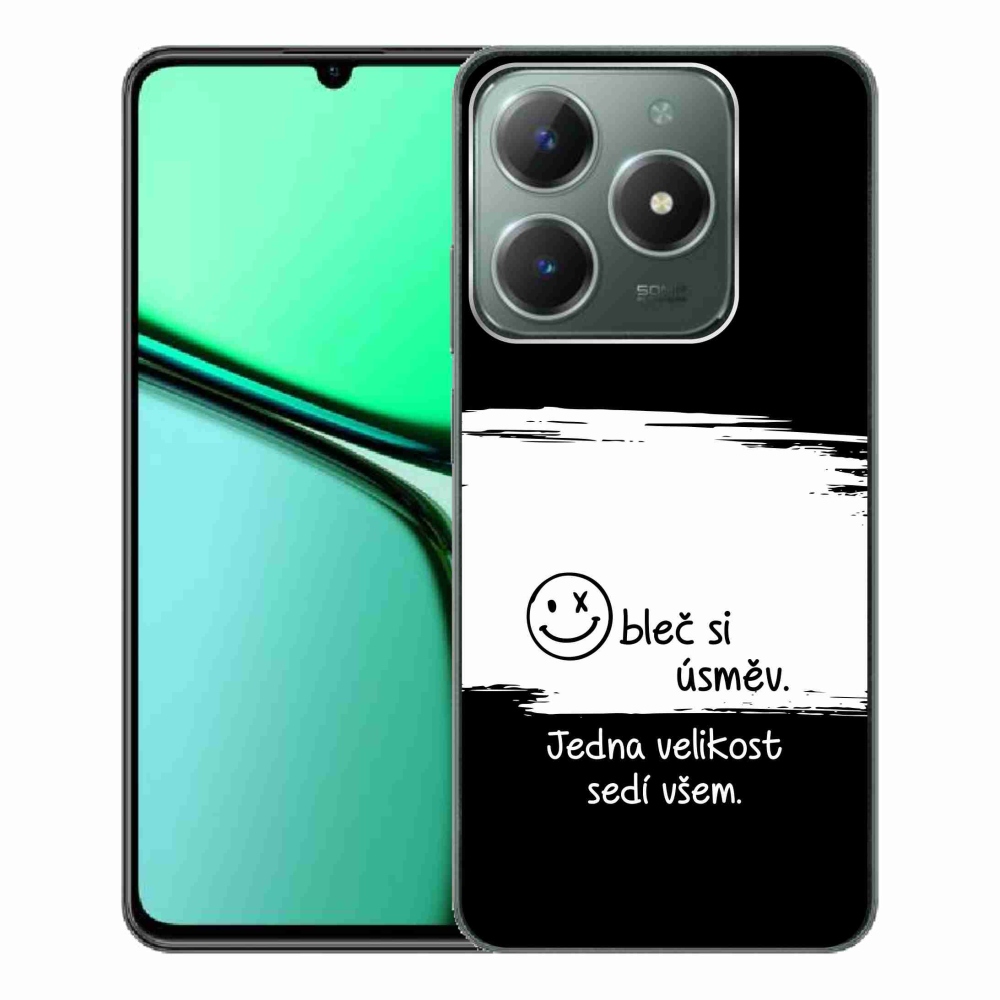 Gelový kryt mmCase na Realme C61 - vtipný text 8 bíločerné pozadí