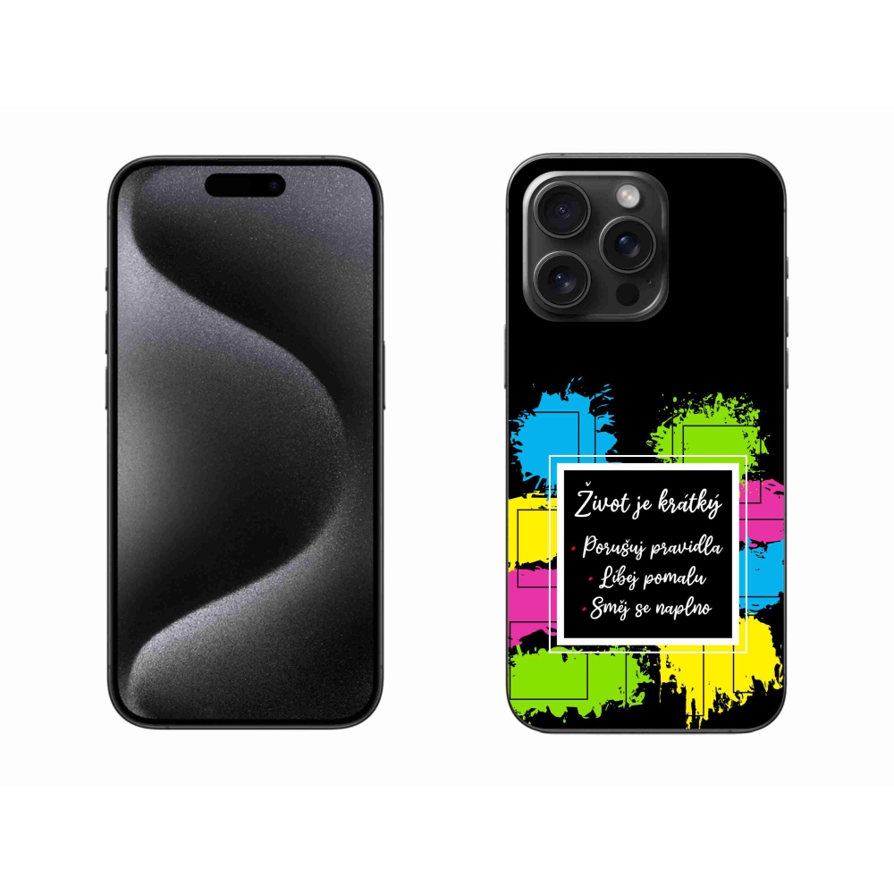 Gelový kryt mmCase na iPhone 15 Pro Max - citát 5 černé pozadí
