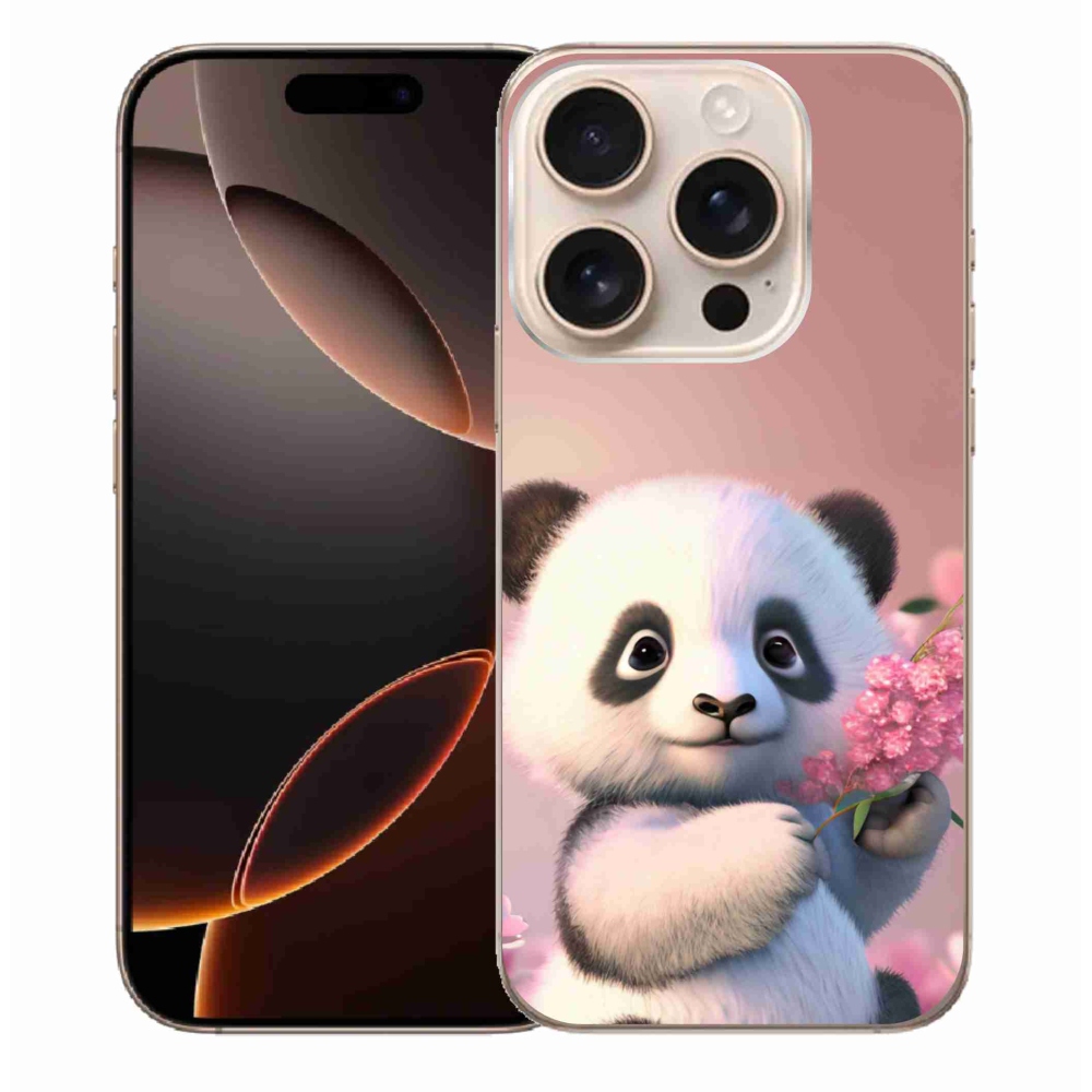 Gelový kryt mmCase na iPhone 16 Pro Max - roztomilá panda