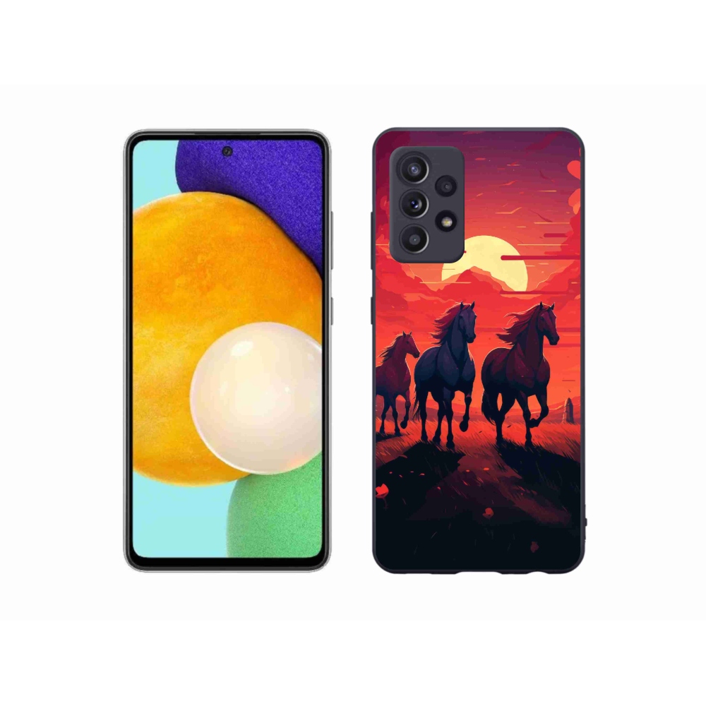 Gelový kryt mmCase na Samsung Galaxy A52/A52 5G - koně a západ slunce