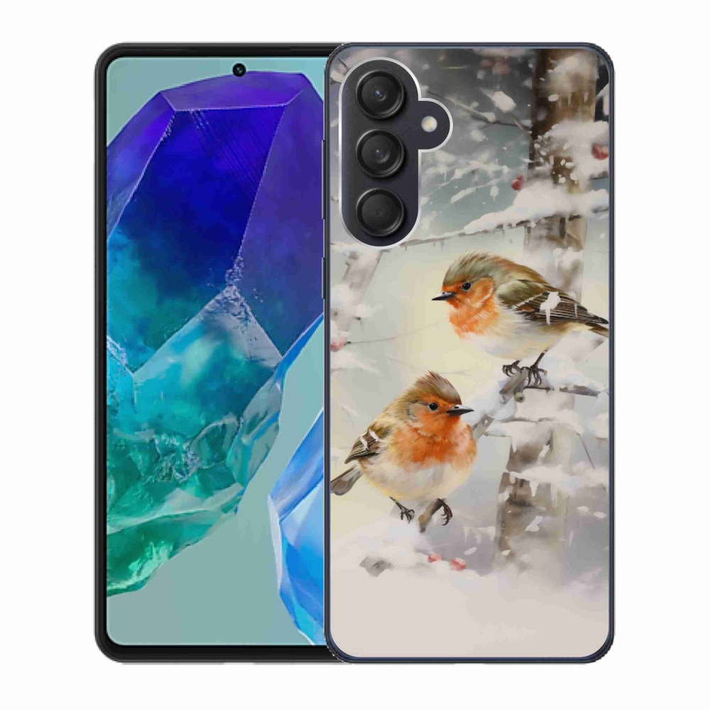 Gelový kryt mmCase na Samsung Galaxy M55 5G - ptáčci v zimě