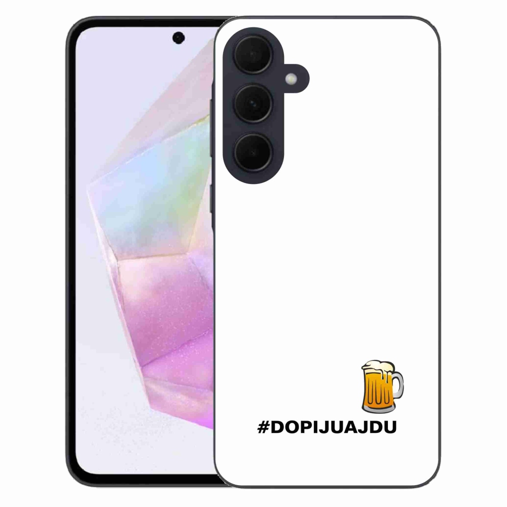 Gelový kryt mmCase na Samsung Galaxy A35 5G - pivní motiv 1 bílé pozadí