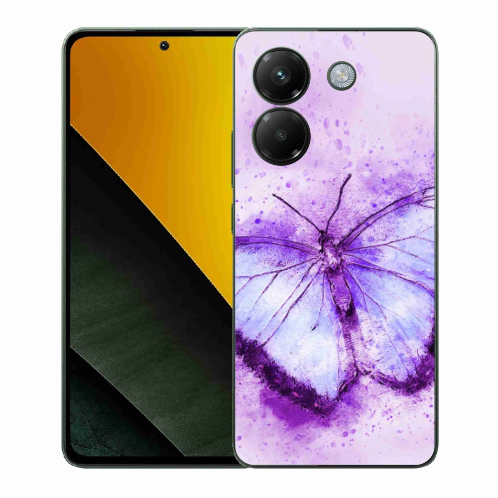 Gelový kryt mmCase na Xiaomi Poco M7 Pro 5G - fialový motýl