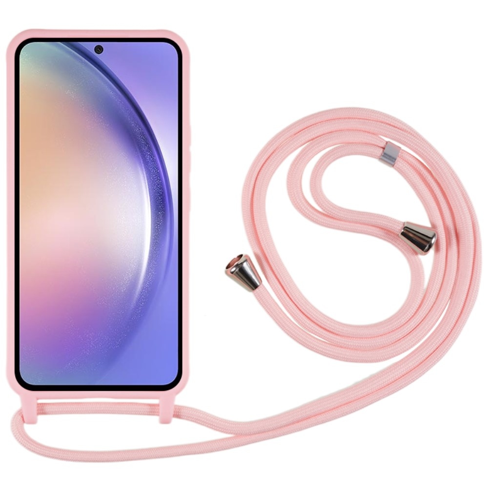 Lany gelový obal se šňůrkou na Samsung Galaxy A36 5G - růžový