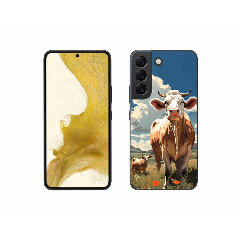 Gelový kryt mmCase na Samsung Galaxy S22 5G - krávy na louce