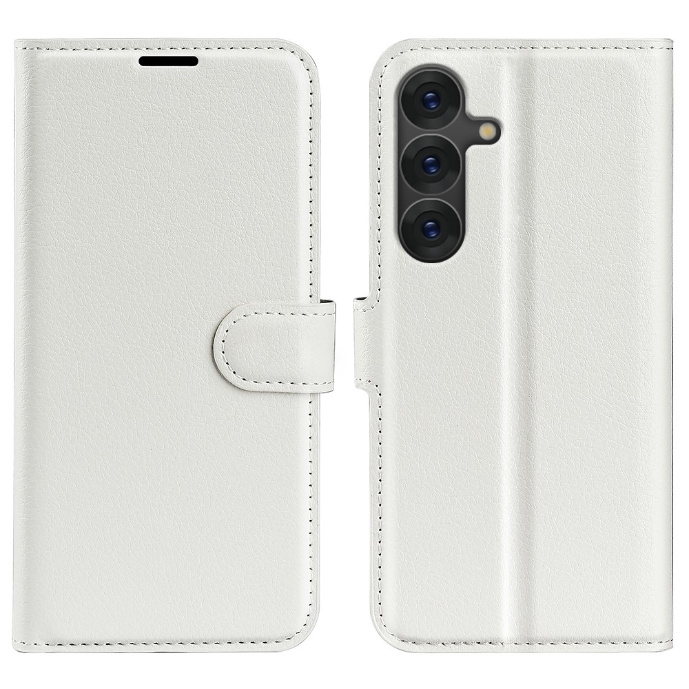 Litchi knížkové pouzdro na Samsung Galaxy S25 - bílé
