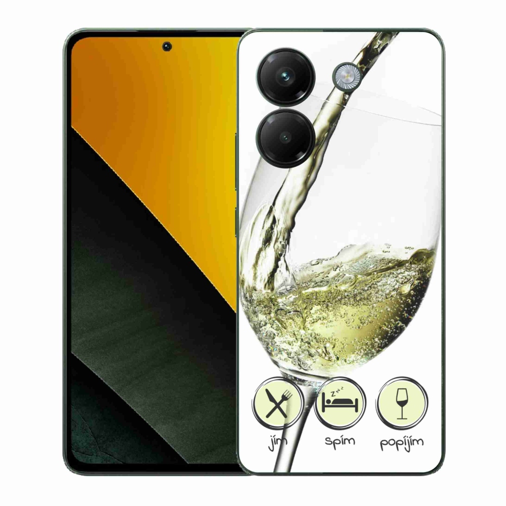 Gelový kryt mmCase na Xiaomi Poco M7 Pro 5G - sklenička vína bílé