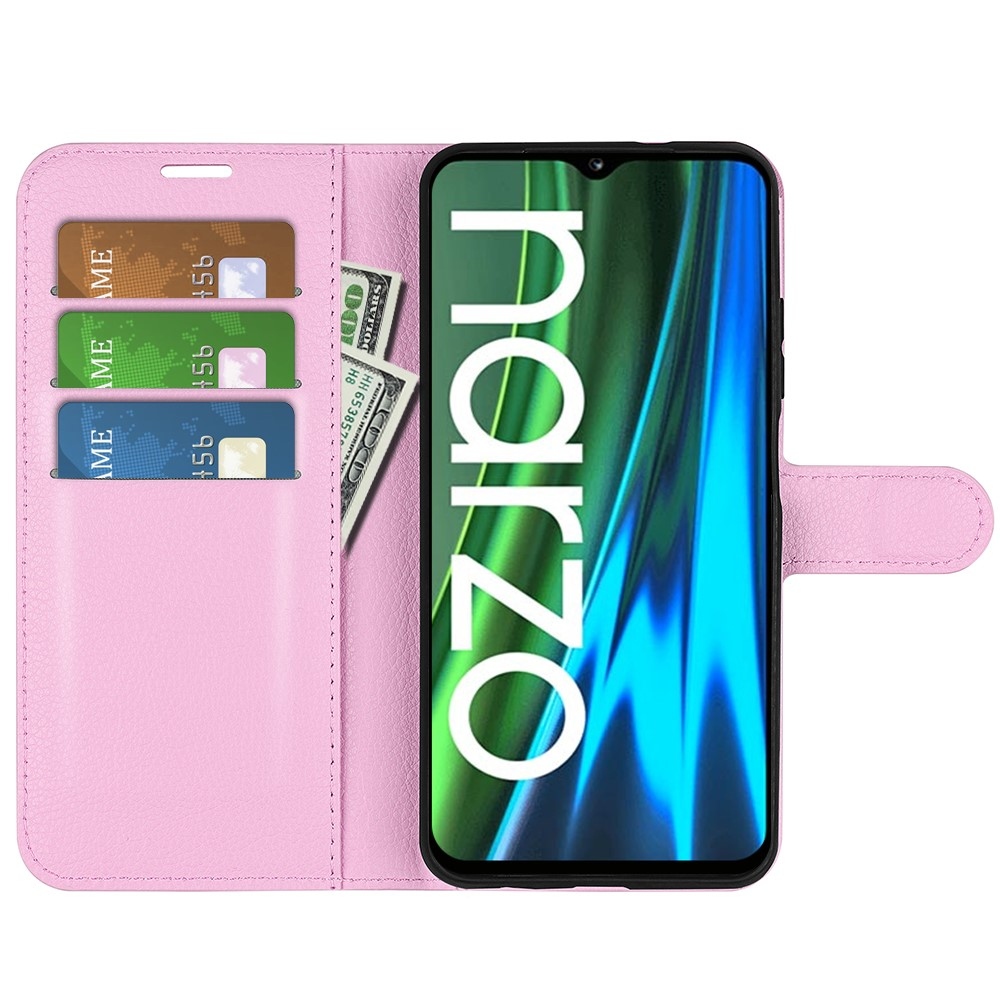 Litchi knížkové pouzdro na Realme Narzo 50i - růžový
