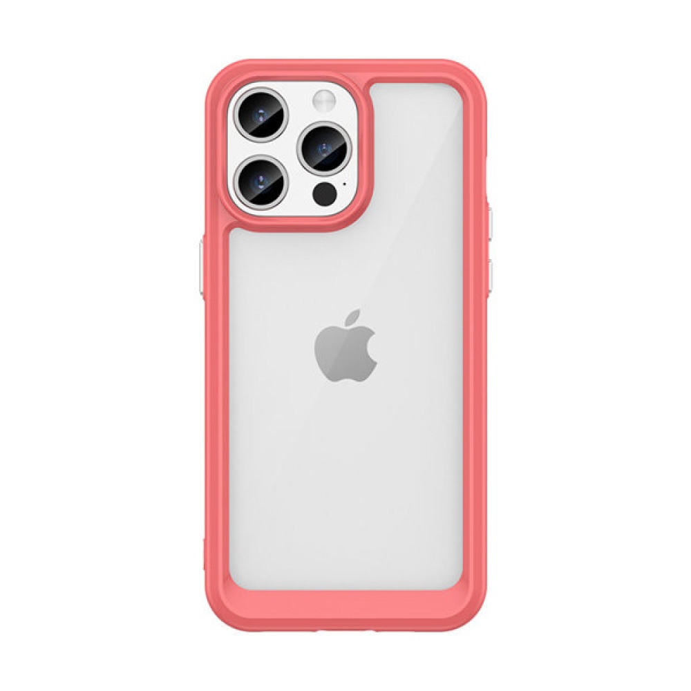 Gelový obal s pevnými zády na iPhone 15 Pro Max - červený