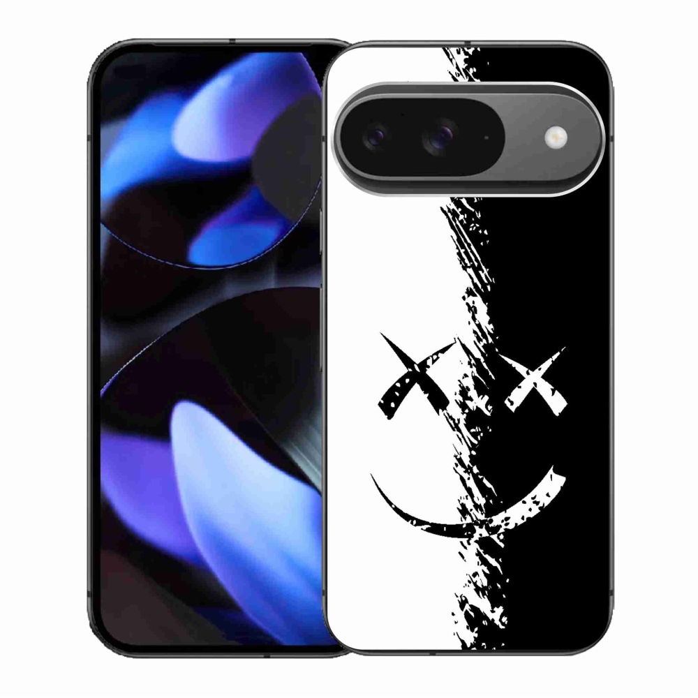 Gelový kryt mmCase na Google Pixel 9/9 Pro - černobílý smajlík